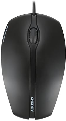 CHERRY GENTIX Corded, Kabelgebundene Maus mit Präzisem Scrollrad, Schwarz | USB-A Anschluss, Plug & Play, Optischer Sensor, Symmetrisches Design für Links- & Rechtshänder, 1000 dpi, 1,8 m langes Kabel