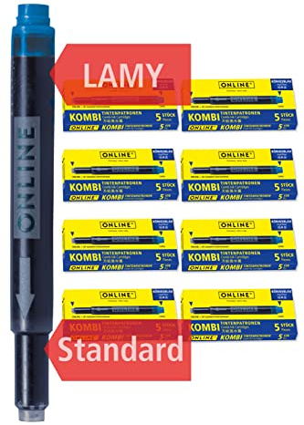 ONLINE 40x kompatible LAMY Patronen blau, auch für Pelikan, Stabilo etc, Universal Tintenpatronen, Füller Patronen, löschbar, für Füllhalter & Tintenroller, Vorteilspack königsblau
