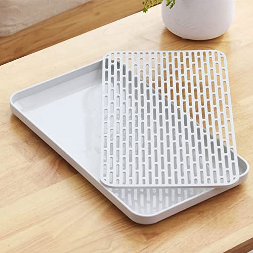 Abtropfschale,Abtropfmatte Abtropfgestell mit Auffangschale,Abtropfgitter Gestell für Geschirr,Abtropfständer Abtropfschale für Küchen Spüle,Multifunktionales Drain Board für Geschirr(31*17cm)