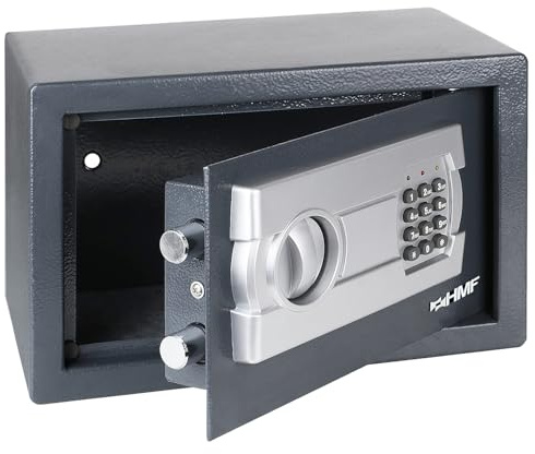 HMF Safe Tresor für Zuhause, Hotel oder Büro, Möbeltresor mit Zahlenschloss für DIN A5 Dokumente | 31 x 20 x 20 cm | Anthrazit