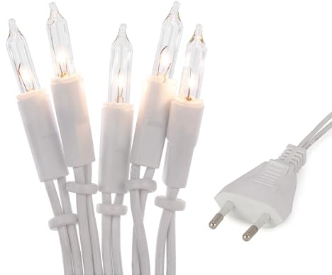 Hellum Innen Lichterkette Weihnachtsbaum mit 20 Warmweiß Lichter Weihnachtsdeko modern weißes Kabel mit Stecker 2,85m < 60 Lumen, Deko Wohnzimmer, Tannenbaum Beleuchtung, Weihnachten Dekoration 832082
