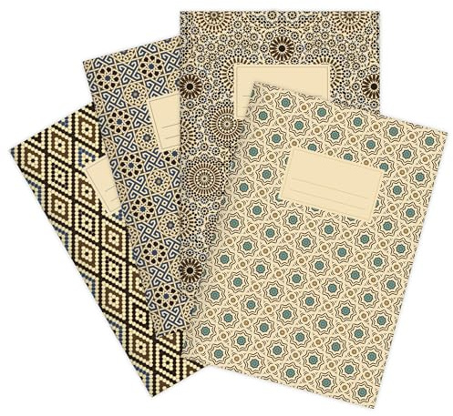 etmamu 530 4er-Set Notizhefte Muster Marokko A5 Kariert
