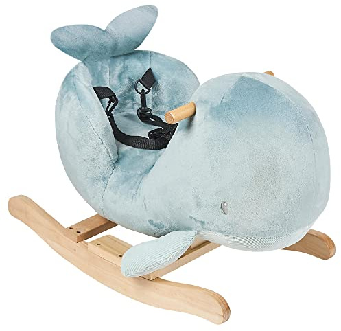 Nattou Schaukeltier, Wal Sally, Inkl. Sicherheitsgurt, Fröhliches Hin- und Herschaukeln, 63 x 33 x 45,5 cm, Jacquard, Romeo, Jules & Sally, Polyester/Holz, Dunkelblau