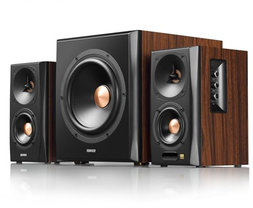 Edifier S360DB 2.1 Regellautsprecher und Subwoofer Lautsprechersystem Bluetooth V5.1 aptX kabelloser Sound für Arbeitszimmer, Wohnzimmer und kleine Räume