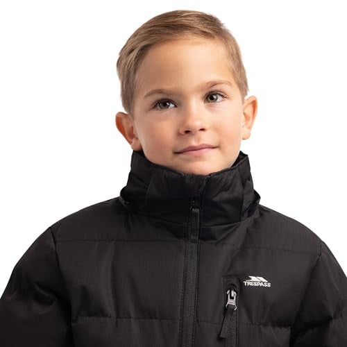 Trespass Jungen Wasserdichte Regenjacke Mit Abnehmbarer Kapuze TUFF, Black, 11/12, MCJKCAI20004_BLK11/12