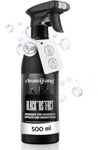 Cleangang Reiniger für Schwarze Armatur & Keramik, Armaturenreiniger, 0,5 L | für Waschbecken, Wasserhahn, Duschkopf & Fliesen, schützt Farbintensität, streifenfrei, Kalkreiniger, sanfte Formel