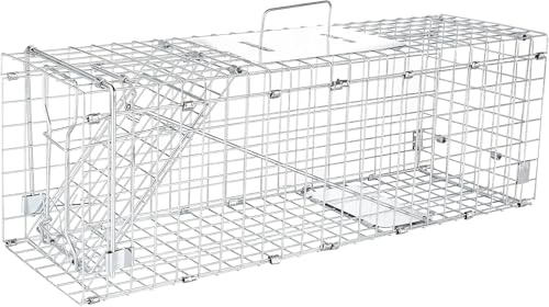 Probility Lebendmausfalle, Stinktierfalle, Katzenfalle, Hundefalle, 61x18x21 cm, aus Draht, leicht zu reinigen, robust, wetterfest, mit Schutzhülle, verzinkt