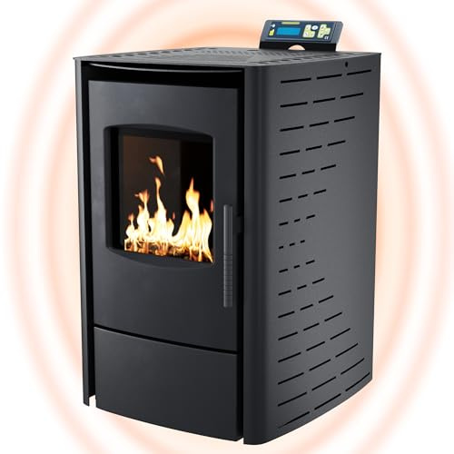 NEMAXX® P6 Pelletofen 6 kW A+ bis 120 m³ – Auto-Reinigungszyklus, ECO-Modus, Wochenprogramm & mechanische Reinigungsunterstützung – Schwarz