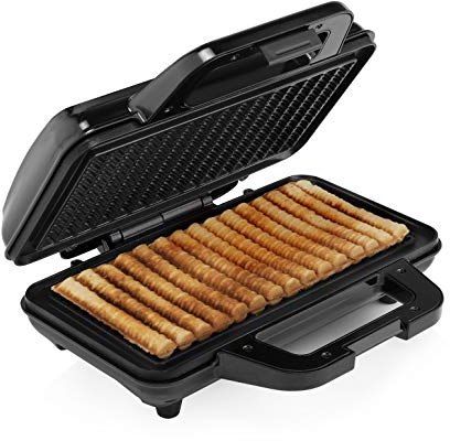Tristar WF-1171 Waffel-Pommes-Maker, 1000 W, Edelstahl, Silber/Schwarz – Elektrischer Maker für 15 knusprige Waffel-Pommes gleichzeitig, Antihaftbeschichtung, einfach zu reinigen