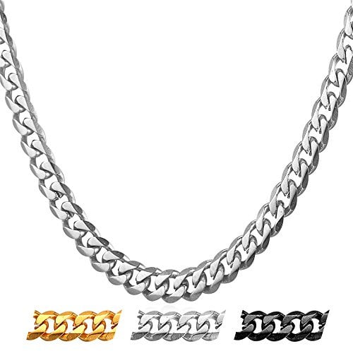 U7 Klassische Panzerkette für Damen Herren Edelstahl/18k vergoldet kubanische Gliederkette Hip-Hop Kette 3/6/9/12mm breit Kubanische Kette für Männer Jungen in 36/46/51/55/61/66/71/76cm