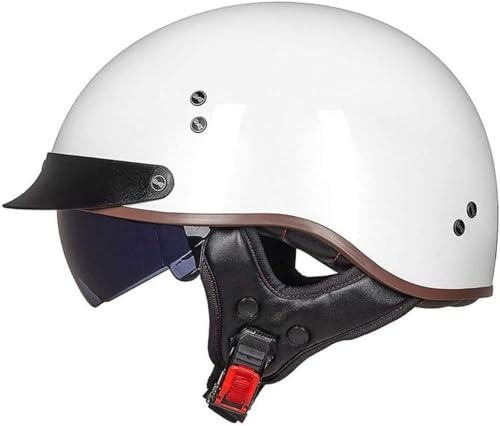 VVPEC Halbschalenhelm Mit ECE-Zulassung Vintage Motorradhelm Baseball Cap Cruiser Chopper Scooter Helm mit Visier Herren Retro Motorrad Halbhelm Damen Mofa Helm(4,M(57~58CM))