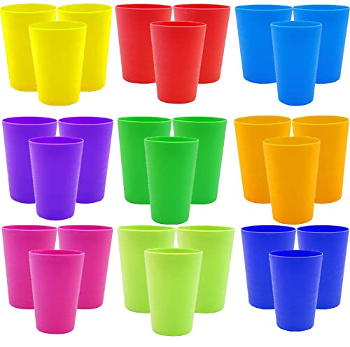 WAIZHIUA 27 Stück Bunte Plastikbecher Wiederverwendbare │ 260ml Trinkbecher Plastik in 9 Farben │ Mehrweg Kunststoff Becher Set │ für Kinder Küche Partys im Freien Picknicks Grillen Camping Reisen