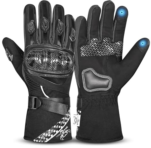 BEAST RAGE Winter Motorradhandschuhe, Thermo Motorradhandschuhe wasserdicht Winddicht für Männer und Frauen warme Motorradhandschuhe mit Touchscreen für Motocross-Rennen (Schwarz, S)