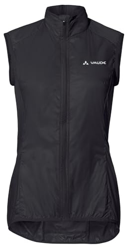 VAUDE Matera Air Weste Damen – Leichte Sportweste mit 80% Windschutz, Jacke unter Verwendung von recyceltem Material, 80 g, Atmungsaktiv - black, 38