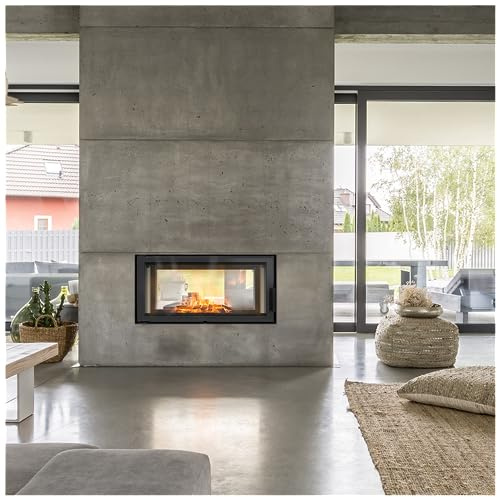 KRATKI Kamineinsatz aus Stahl Lucy 16kW Tunnel Ø200 BImSchV 2 EEK A+ | Kamineinsatz aus Stahl, schwarz, 81% Wirkungsgrad, raumluftunabhängig, Ecodesign, Glasfront, Aschekasten