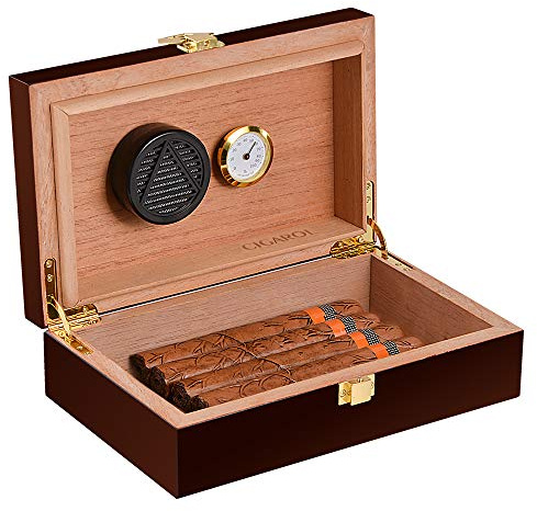 Volenx Humidor, Tragbarer Reise Humidor Zigarren, Handgefertigter Zigarrenetui mit Befeuchter und Hygrometer, Hält bis zu 10-20 Zigarren, Tolle Geschenke für Männer (Ohne Zigarren)