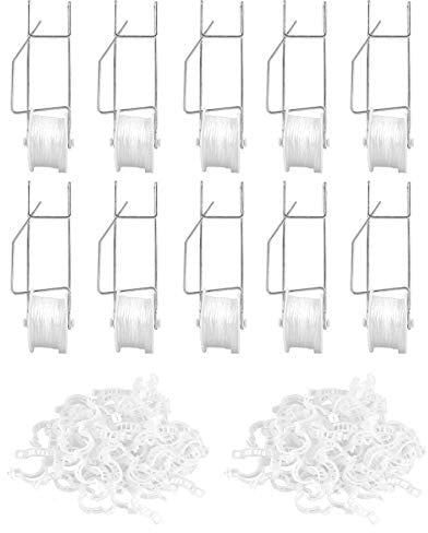 Gewächshaus-Rankgitter-Set, 10 Pflanzenroller-Haken mit 100 Tomaten-Stützclips für Tomaten, Pflanzen, Gewächshaus, Blumenranke, Schnur, Rankgitter-Kits