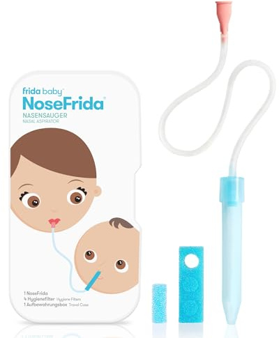 Frida Baby Nasensauger für Babys | Sanftes Absaugen bei Schnupfen | Inkl. 4 Hygienefilter & Aufbewahrungsbox | Spülmaschinenfest, BPA-frei & von Kinderärzten empfohlen
