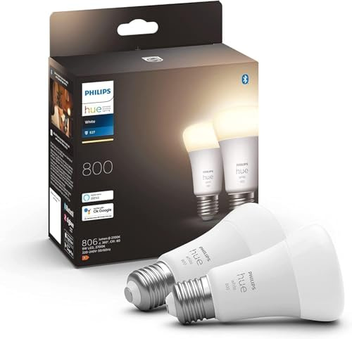 Philips Hue Smart LED A67 Lampe, E27, 2er Pack | White 2700 K, Warmweißes LED Licht, 810 lm, 9 W, Dimmbar, App- und Sprachsteuerung, Smart Home
