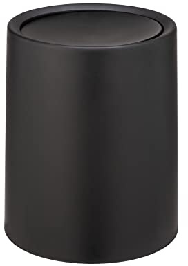WENKO Schwingdeckeleimer Mod. Atri, 6 Liter Kosmetikeimer mit Deckel aus hochwertigem Kunststoff mit Inneneimer, Hülle zum Überstülpen macht Müllbeutel unsichtbar, (B/T x H): Ø 21 x 25,5 cm, Schwarz