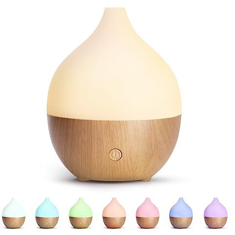 SALKING Aroma Diffuser Ätherische Öle - Aromatherapie Raumduft Ultraschall Diffusor 100ml mit Automatischer Abschaltfunktion,Weiß Holzmaserung Duftöldiffusoren Duftlampe RGB für Zuhause Büro