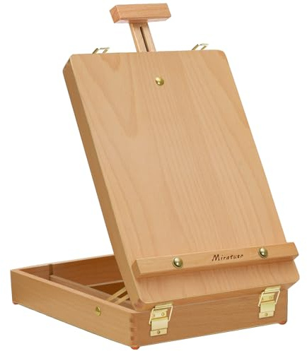 Tisch-Staffelei Art Staffelei Desktop-Staffelei zum Malen, Premium-Holz-Sketchbox-Staffelei, Desktop-Mal-Staffelei für Schüler-Künstler-Anfänger