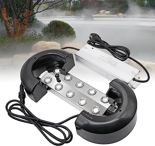 MOGOULUA Nebelmacher 10 Kopf 7L/H Ultraschall Nebelgerät mit 350W Wasserdichtem Netzteil Schweres Nebelgerät Innenhof Nebel Luftbefeuchter Teich Nebelgerät für Gartenbau Gewächshauslandschaft