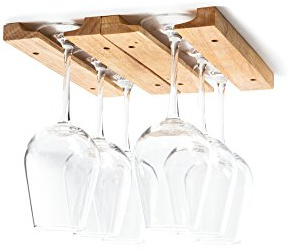 Fox Run Weinglashalter, montiert, Holz, 27,9 x 17,8 x 1,9 cm, Braun