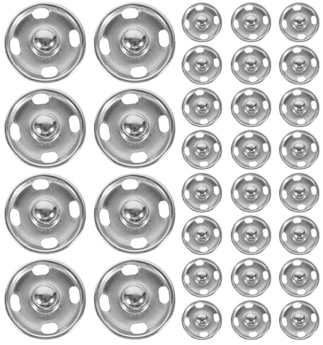 Rosenice Druckknöpfe aus Metall 15 mm für Kleidung und Lederwaren, Silbern, 50 Stück