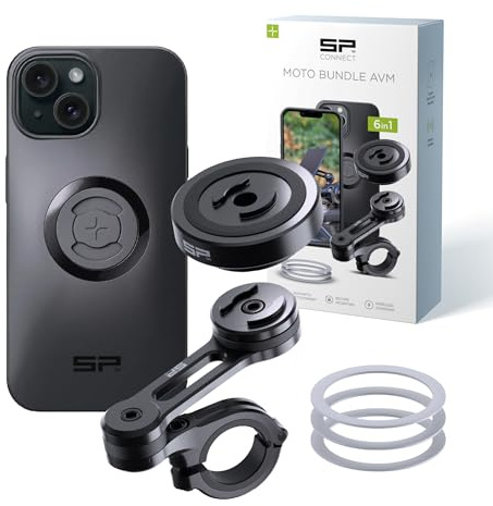 SP CONNECT Moto Bundle mit Anti Vibration Module | SPC+ | kompatibel mitiPhone 15 Handyhalter für Motorrad Bike Moped Roller | Gadget Halterung für Navi