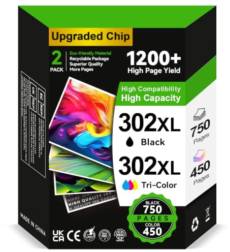 302 XL Druckerpatronen Kompatible für Original HP 302 Druckerpatronen Schwarz+Farbe Multipack, 302XL für HP Envy 4525 4520 4527 DeskJet 3630 3636 OfficeJet 3831 5230 5232 3830