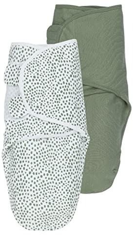 MEYCO Pucktuch 2er Pack 0-3M. Swaddle 1,0TOG Neugeborene Cheetah Green | 100 % Baumwolle - Oeko Tex zertifiziert - Pucksack - weicher Schlafkomfort - atmungsaktiv & feuchtigkeitsabsorbierend