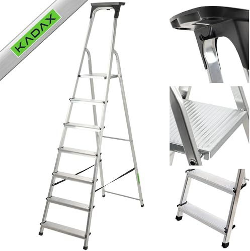 KADAX Aluminiumleiter klappbar 6-stufig | Stehleiter Mehrzweckleiter | bis 150kg | rutschfest stabil | Haushalt Werkstatt Garten