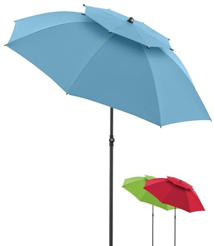 Doppler Sonnenschirm 200cm in blau I für Strand sowie Balkon & Terrasse I Schirm höhenverstellbar I Mit UV-Schutz & knickbar I Für Strand & Freibad I Strandschirm