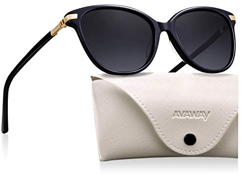 AVAWAY Retro polarisierte Sonnenbrille für Damen UV-Schutz Acetat Rahmen | Kategorie 3 Linsen, Vintage Damenbrille für Fotografie Wandern Reisen Fahren Urlaub, Inklusiv Brillenetui & Reinigungstuch