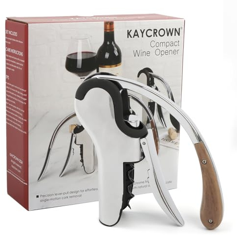 KAYCROWN Weinflaschenöffner aus Edelstahl, vertikaler Hebel-Korkenzieher mit integriertem Folienschneider-Design, manueller Handkorkenzieher mit ergonomischer Hebelpumpe