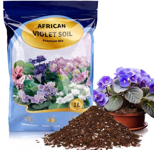 GOTVUGE Afrikanische Veilchen Blumenerde-Mischung 1L, vorgemischte saure Erde ideal für Afrikanische Veilchen, um eine optimale Nährstoffaufnahme und lebendige Blüten zu gewährleisten