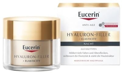 Eucerin Hyaluron-Filler + Elasticity Nachtpflege 50 ml, Gesichtscreme fördert die Hautelastizität, reduziert Falten und Flecken, Anti Aging Creme mit Hyaluronsäure und Thiamidol