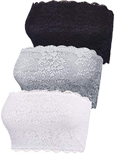3 Stücke Damen Blumen Lace Tube Top BH Bandeau Trägerlos BH Nahtlose Dehnbar Brust Wickeln