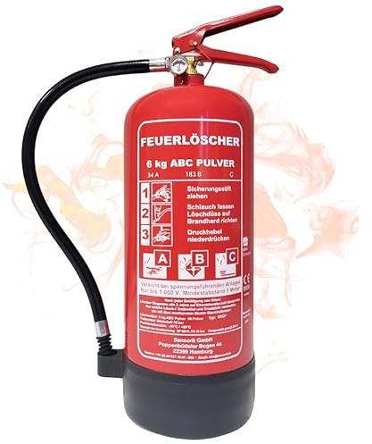 6kg Pulverlöscher, Feuerlöscher, Autolöscher, ABC Pulver, Pulver Feuerlöscher inkl. Halterung und Prüf-und Instandhaltungsschild