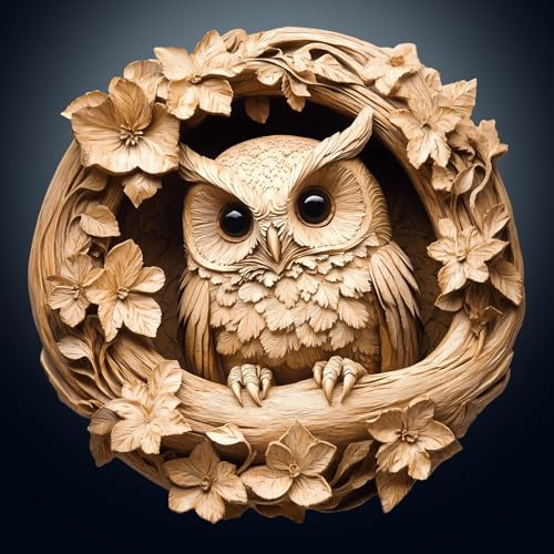 Holzpuzzle Erwachsene, 300 Teile Visuell 3D Eule Holz Puzzle Erwachsene, 34x34cm Wooden Puzzle, Unregelmäßige Einzigartige Puzzle, Holzpuzzle Tierform, Puzzle Mit Box Aus Holz
