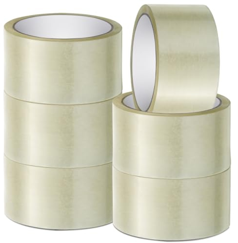 Stick Well 6er Verpackungs Klebeband – 48 mm X 66 m, Geräuscharm, Stark Klebend, Transparentes Paketklebeband für Kartonverpackungen, Umzug – Geeignet für Klebebandabroller (transparent, 6er)
