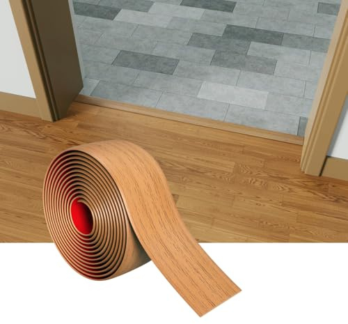 Übergangsprofil Verdickt Selbstklebender Bodentrennstreifen zum Verbinden von Bodenlücken Teppichschwellenübergang Fliesenboden（Pear Brown-1M）