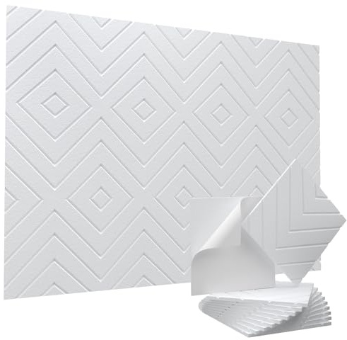 Vieshful Selbstklebende Akustikpaneele 20 Stück 30x30x1cm Weiß | Hochdichte Schallschutzplatten, Schallabsorber Wandpaneele, Für Wand Decke Studio Homeoffice Schlafzimmer