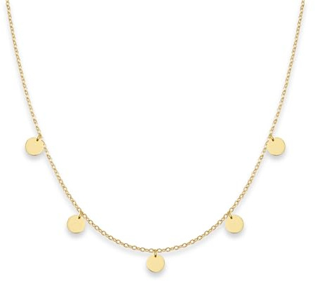 GD GOOD.designs Kette mit Plättchen für Damen - Wasserfest | 5 Coin Halskette in 18K Gold - Silber oder Rosegold | Boho Schmuck aus Edelstahl