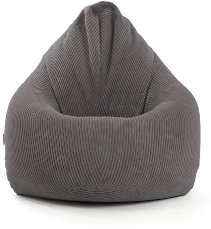 Sitzsack Cord Der Tagträumer Made in Germany EPS-Perlen Füllung Anthrazit | mokebo Sessel Indoor Bean Bag , Bodenkissen für Kinder & Erwachsene, Sitzkissen, Liegekissen, Relaxliege für drinnen