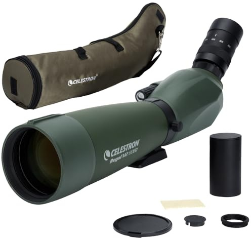 Celestron 52305 Regal M2 20-60x80 mm ED-Spektiv mit abgewinkeltem Zoom, mehrfach vergüteter Optik, BaK-4-Prismen, leichtem Gehäuse aus Magnesiumlegierung und gepolstertem Transportkoffer, grün