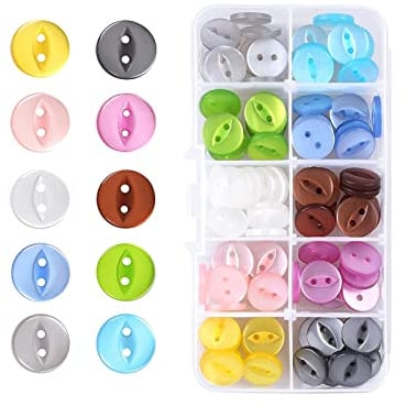 Rund Fischauge Knopf,100 Stück 14mm 2 Loch Baby Harz Knöpfe | 10 Farben Runde Fisheye-Knöpfe,Nähen Harzknöpfe,Bunte Bastelknöpfe,Kinderknöpfe Mit Aufbewahrungsbox für DIY Handarbeit