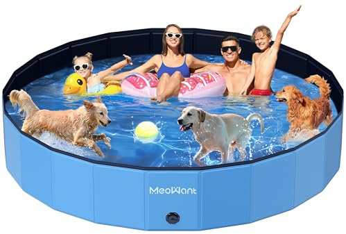 Meowant Hundepool Faltbar, Hundebadewanne, Planschbecken Groß Verdickt PVC, Extra Großer Outdoor-Faltbarer Kinderpool, Tragbare Rutschfestes Hundeplanschbecken, Keine Pumpe Benötigt(272 x 50 cm)