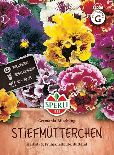 Sperli Stiefmütterchensamen Germania-Mischung 87006 - Zweijährig - Kübelgeeignet - Herbst- & Frühjahrsblüte - duftend - Saatgut, Blumensamen Mischung